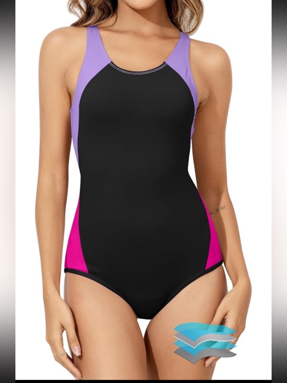 Beautikini Period Leakproof Swimwear One Piece  Racerback Color Block NWT size S